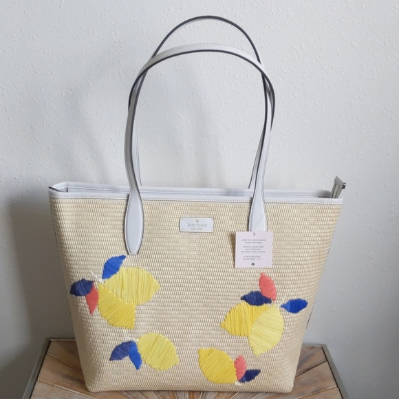 kate spade Handbags - Kate Spade Straw Lemon Tote / Beach Bag